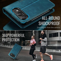 Étui portefeuille vintage CaseMe pour iPhone Duo avec charge sans fil, blocage RFID, cuir PU, couverture rabattable multifonctionnelle pour iPhone