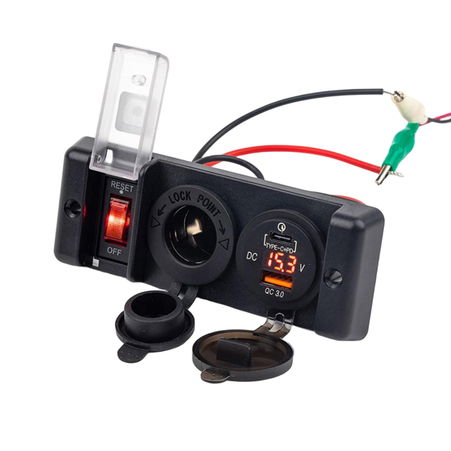 Factory Direct Three Ports Panel Over Load Switch USB QC3.0 TYPE-C PD Charger Rocker Switch for Camper Van Electrical System