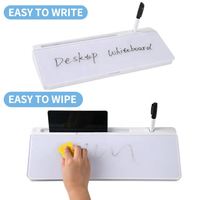 Tableau blanc en verre pour bureau avec rangement et surface d'écriture effaçable à sec