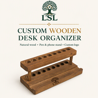 Porte-stylo en bois massif avec support pour téléphone portable, organiseur de bureau multifonctionnel pour le bureau et la décoration de la maison