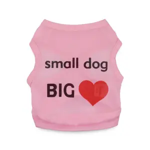 Spring/Summer pet print vest dog/Cat polyester "small dog BIG LOVE" pattern pet short sleeve can be customized pattern size