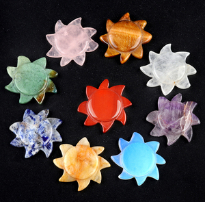 Pierre sculptée du système solaire en Améthyste naturelle, Pierre de soleil, Œil de tigre, Agate, Cristal visage de soleil DIY pour la guérison Reiki et la décoration intérieure - Product Image 1