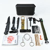 Équipement de survie d'urgence professionnel pour l'extérieur 15 en 1, kit de survie de défense tactique amélioré outils pour les aventures d'escalade
