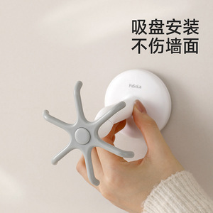 FaSoLa Suction Cup Six-Claw Hook Rotating Kitchen Organizer Wall Mount 1-3kg Load Capacity ABS Material - Product Image 3