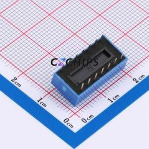 DR-07LT DIP Switch Through hole Component (THT),P=2.54mm Switch Flat Toggle, Raised Type Single Pole Single Throw 7 2.54mm - Product Image 2