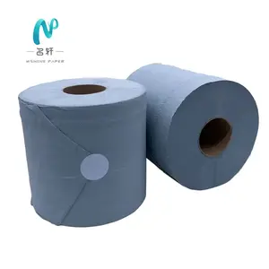 Commerciële Gerecyclede Blauwe 2-laags Reliëf Center Feed Compatibel Grote Hand Papieren Handdoek Tissues Rollen