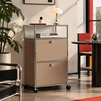 Lemari Samping Modular Stainless Steel Modern dengan Laci, Penyimpanan Ruang Tamu, Bufet Logam, Furnitur Modular