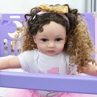 Peluche Reborn de 24 pouces, poupée de grande taille peinte avec cheveux bouclés, cadeau de Noël parfait pour les enfants