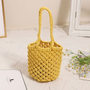 Bolso de playa de paja tejido a mano con cuerda de algodón calado para mujer, ideal para vacaciones de verano - Product Image 2