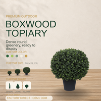 Grande boule de buis artificielle en pot pour décoration intérieure réaliste, fausse plante verte