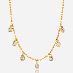 Stainless Steel Teardrop Zircon Pendant <b>Necklace</b> For Women Party Jewelry - Product Image 1