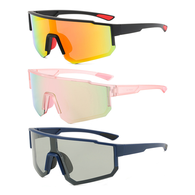 Custom Logo Colorful Coating Photochromic Cycling Sun Glasses TR90 Outdoor Sports Sunglasses TAC Lenses Gold Transparent Options