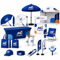 Ensemble promotionnel AI-MICH pour événements extérieurs avec tente, parapluie, comptoir, housse de table, chaises, drapeaux, sacs fourre-tout et articles de bar