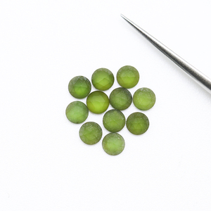 Tự Nhiên 3.0Mm Màu Xanh Lá Cây <span class=keywords><strong>Tourmaline</strong></span> Vòng Với Phẳng Rose Frosted Cắt Vòng Loose Đá Quý Thiết - Product Image 2