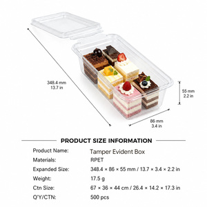 Wholesale RPET Tamper Evident <b>Clear</b> Hinged Clamshell Packaging <b>Box</b> Food Grade Transparent for Dessert Candy Snack - Product Image 2