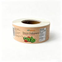 Rouleau d'autocollants adhésifs personnalisés en papier kraft résistant aux UV et à l'eau pour étiquettes de pots de sauces piquantes, condiments et épices, autocollants pour sauces chili