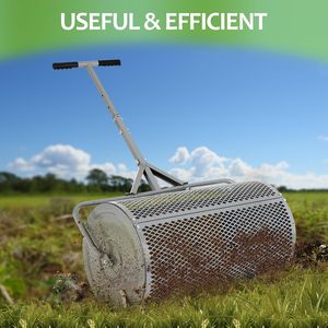 Esparcidor de compost de 27 pulgadas para césped y tierra vegetal de jardín con mango ajustable Esparcidor de rodillos de metal para patio - Product Image 4