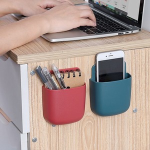 Wall Mounted Phone Charging Holder Rectangle Solid Color No Drilling Required For Office Bedroom Storage - Product Image 2