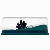 Presse-papiers à vague liquide acrylique créatif bateau flottant bateau de croisière ornement de fluide bouteille de dérive presse-papiers liquide