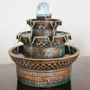 Fuente de agua giratoria Feng Shui, redonda, eléctrica, con retroiluminación, decoración de escritorio para oficina, sala de estar, regalo de inauguración de casa - Product Image 2