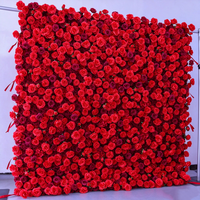 Panneau mural de fleurs de roses rouges bordeaux, toile de fond florale pour mariage, décoration de fond pour événements et photographie