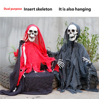 Décoration d'Halloween : Grand fantôme suspendu, démon, sorcière, squelette, clown, momie, pendentif de porte, accessoire à insérer dans le sol