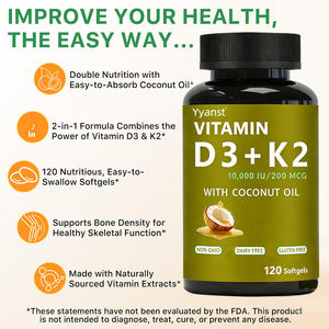 Cápsulas de Gel Suave Multivitamínicas para Adultos OEM/ODM con Vitamina D3+K2 y Aceite de Coco para la Salud Ósea y el Apoyo Inmunológico, 120 Cápsulas/Botella - Product Image 2