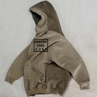 Sweat à capuche rétro délavé bicolore en molleton épais surdimensionné avec logo personnalisé pour le streetwear – Vente en gros