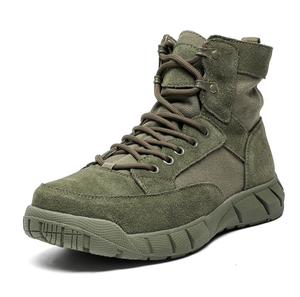 Botas de Combate TSB01 Marrón Verde Bronceado Clásicas Superligeras de Cuero Vacuno de Ante Transpirable para Verano con Cremallera Lateral de Rápido Desenganche - Product Image 3