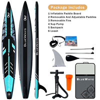Planche de SUP gonflable de 14 pieds, nouvelle conception de planche de paddle pour la course et les longues distances