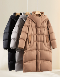 Nouvelle doudoune en duvet d'oie blanche pour femme, long manteau chaud et ample à capuche pour froid extrême, modèle haut de gamme - Product Image 1