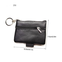 Étui à clés en cuir PU personnalisé OEM ODM, porte-monnaie à double fermeture éclair, pochette portable pour cartes avec porte-clés