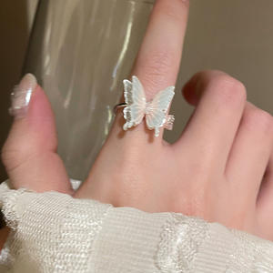 Wholesale Fairy Sparkly Bling Bling <b>Open</b> <b>Rings</b> Zircon Butterfly Shaped <b>Rings</b> Wholesale for Women - Product Image 4