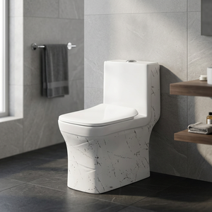 Modern Chinese Black Gold Ceramic One Piece WC Siphonic Dual Flush Floor Mounted Water Closet Toilet - Product Image 3