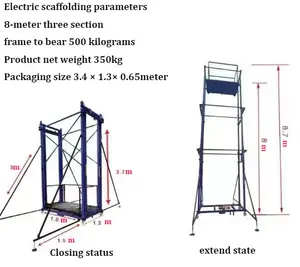 Şantiye ve ev dekorasyon için ücretsiz korkuluk ev elektrikli kaldırma iskele tırmanma platformu