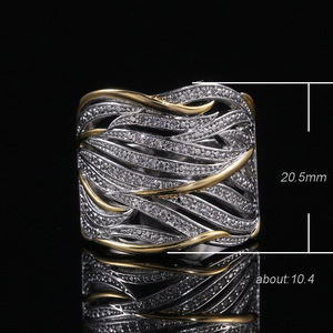 Anello a strati per donna, design bicolore, accessorio da dito per uso quotidiano - Product Image 5
