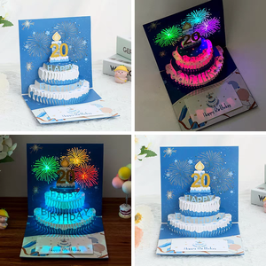 Petite carte de vœux Pop-Up 3D Premium personnalisée en papier d'art Carte de gâteau d'anniversaire lumineuse musicale pour petits amis, copines et enfants - Product Image 4