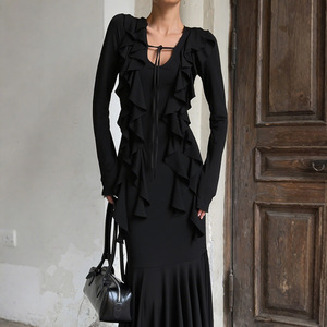 Nuevos Vestidos Elegantes Ajustados con Volantes y Manga Larga para Mujer, a la Moda - Product Image 3