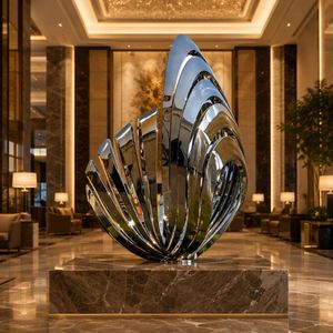 Feather Stainless Steel <b>Sculpture</b> Abstract Sunburst Spiral Flowing Mirror Polished Outdoor Plaza Landscape Public Art Custom - Product Image 4