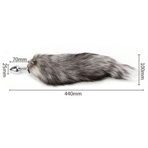 Queue de renard noire avec plug <span class=keywords><strong>anal</strong></span> en acier inoxydable taille S, jouets sexuels pour couples, jouets sexuels anaux - Product Image 6