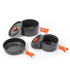 <span class=keywords><strong>Set</strong></span> di Pentole da Campeggio di Alta Qualità per 2-3 Persone, 3 Pezzi, Compatibile con Fornello a Gas Portatile per BBQ, Picnic, Escursionismo e Cucina all'Aperto - Product Image 1