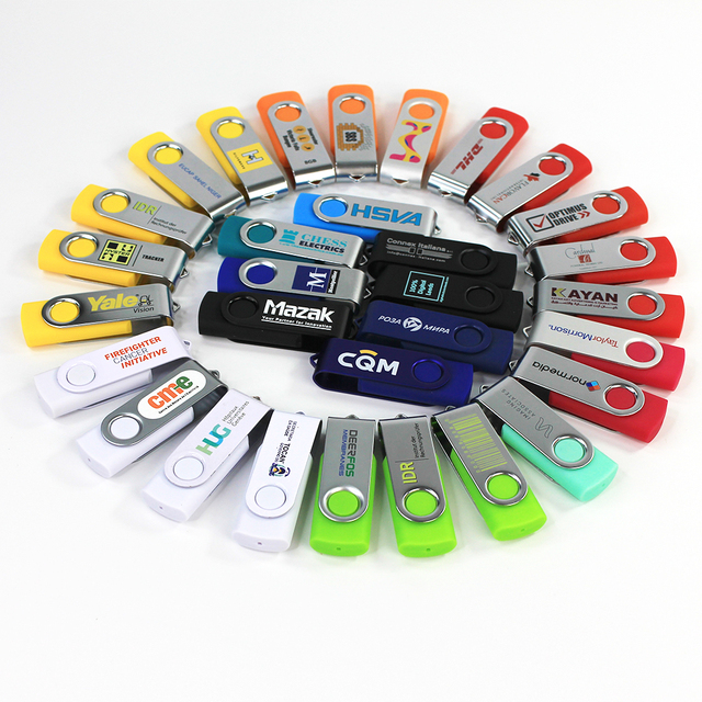 Swivel USB Flash Drive Metal Pen Custom Promotion USB Thumb U Stick 64GB Capacity USB 2.0 Interface 1GB 32GB Capacities Box