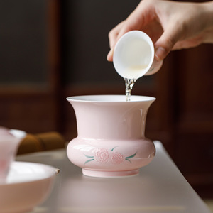 Guanlan Ceramic <b>Tea</b> Dregs Bucket With Floral Design For Kung Fu <b>Tea</b> <b>Set</b> Accessories Water Bowl 2025 Dehua Origin - Product Image 2