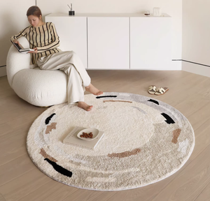 Alfombra Redonda Sarpes <span class=keywords><strong>Lava</strong></span> Roll, Estilo Crema, Suave al Tacto, Ideal para Gatos, para Dormitorio, Sala de Estar, Área de Sillas - Product Image 1