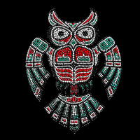 Transfert de strass personnalisé motif hibou, style mexicain, applique en cristal thermocollante, motifs thermocollants pour T-shirts, vêtements et jeans DIY