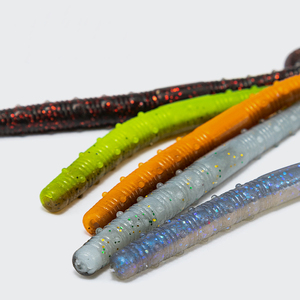 Señuelos blandos artificiales de 120 mm y 3.2 g para pesca en agua dulce, 8 unidades/bolsa, señuelos de gusano de plástico blando TPE impresos para lubina negra - Product Image 2