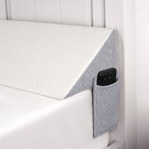 Pochette de lit moderne matelassée grise avec rangement pour téléphone, pour utilisation sur la tête de lit, 100 % polyester, garnie de mousse à mémoire de forme - Product Image 1