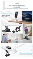 DH27 Métal Pliable 360 °   Support de téléphone portable de bureau rotatif à 360° avec hauteur réglable pour smartphone