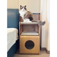 Table de chevet rectangulaire en bois massif pour chat, avec fermeture auto-agrippante, pour toutes les saisons, mobilier d'intérieur pour animaux de compagnie, CN Humans Pets