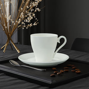 Juego de tazas de café de porcelana china con platillo, tazas de cerámica blanca para té, 220 ml - Product Image 5